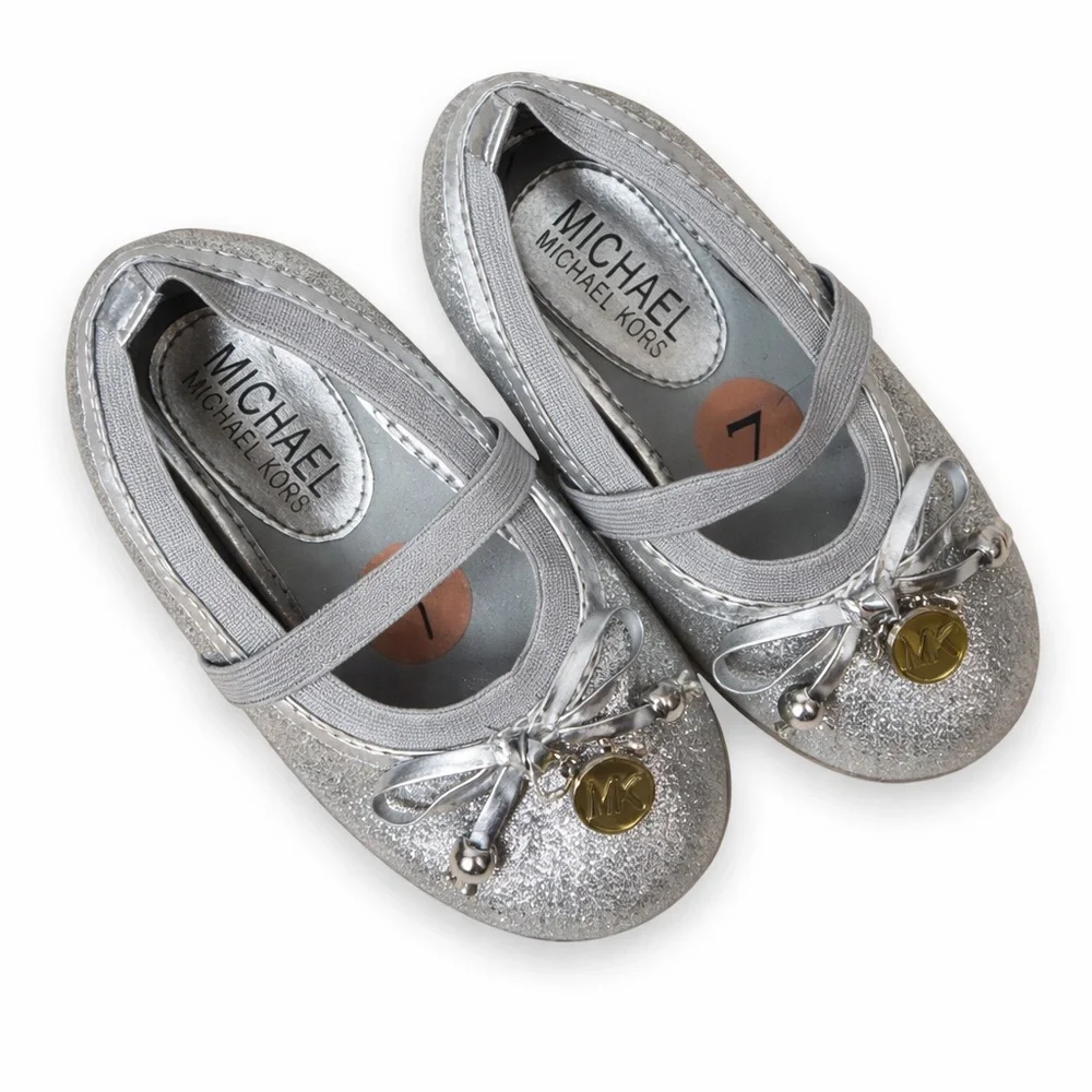 Michael Kors Kids Silver Ballet Flats. Great Condition. Infant Size 7.